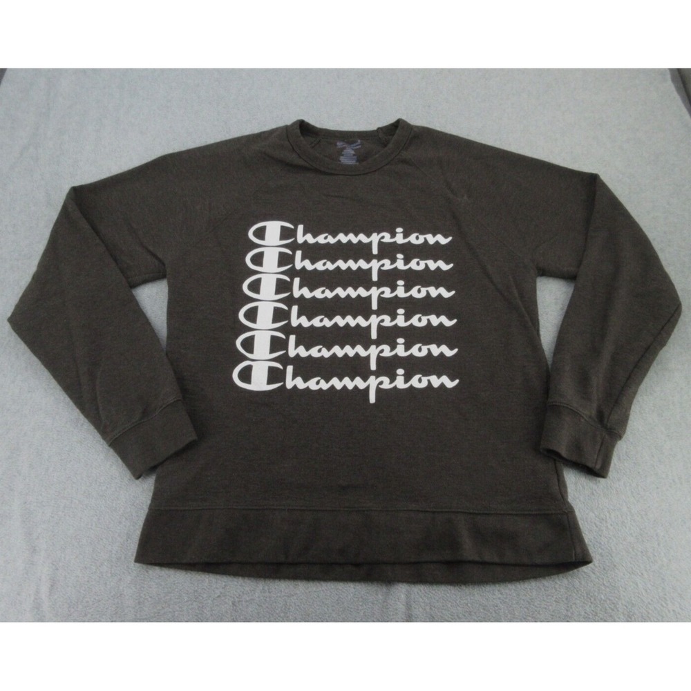 Champion Womens Sweatshirt Relaxed Gray Stacked Logo Graphic 1XL